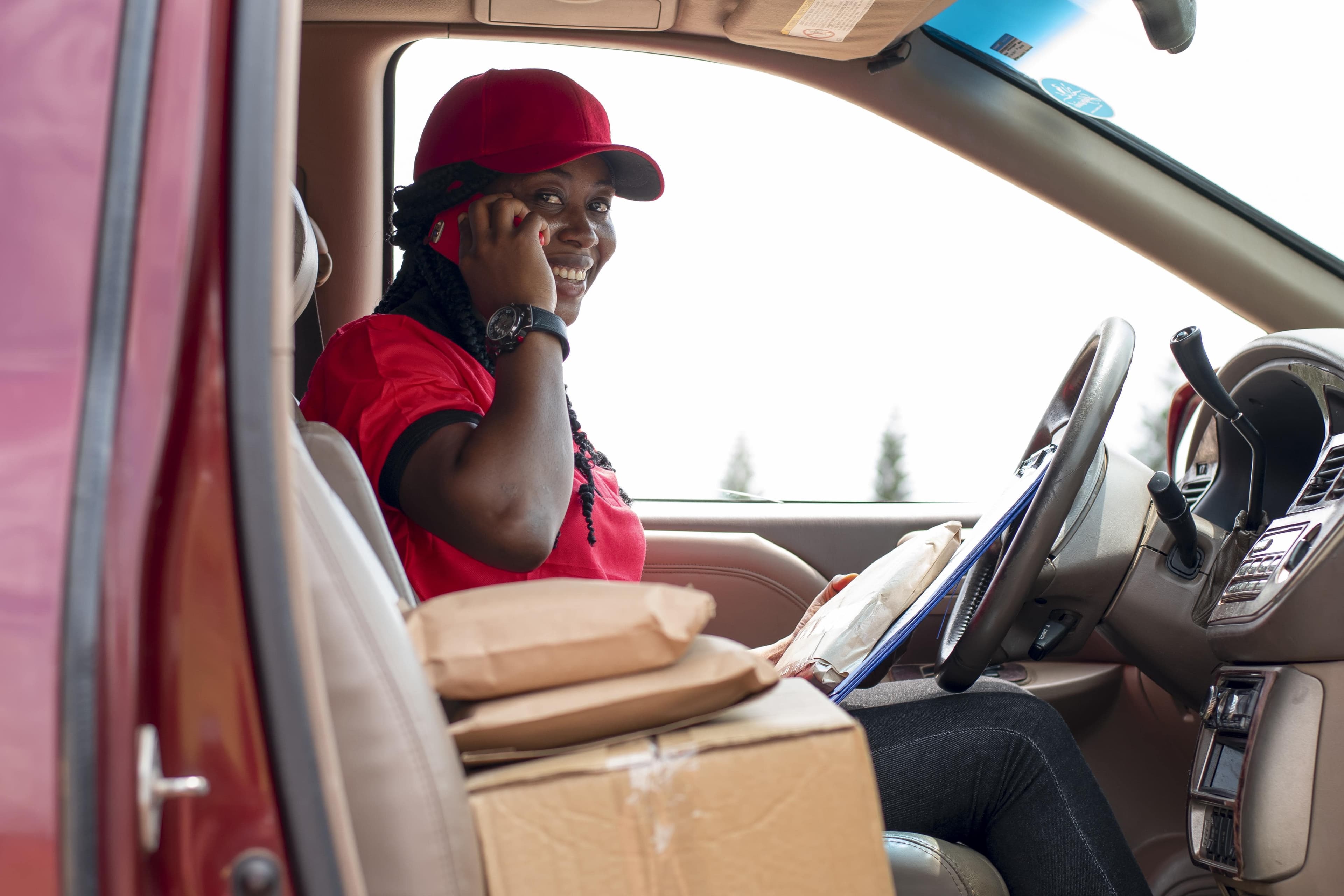 Delivery worker with parcel